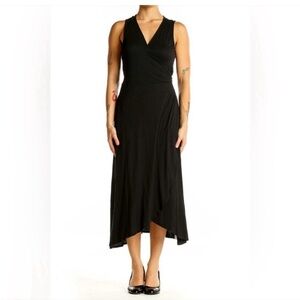 Gap Black Sleeveless Wrap Tie Midi Dress Women's Medium